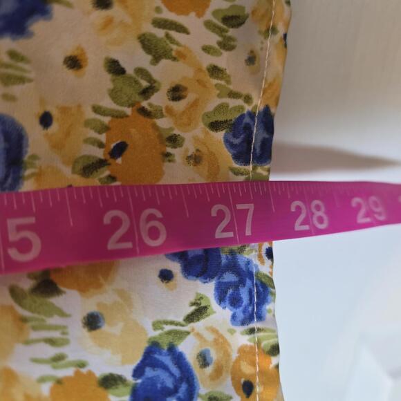 BTFBM Women's Yellow Floral Print Polyester Blouse- XL - Picture 6 of 7